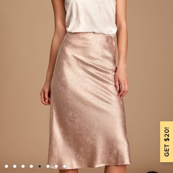 Satin Midi Slip Skirt Blush Pink - Picture 4 of 8